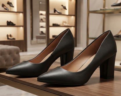 Damen Blockabsatz Pumps Spitz Büroschuhe High Heels Gr. 35-42