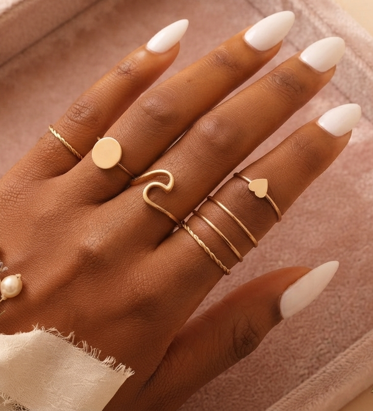 6tlg Damen Ring Set Geometrisch Gold Modisch Statement Schmuck