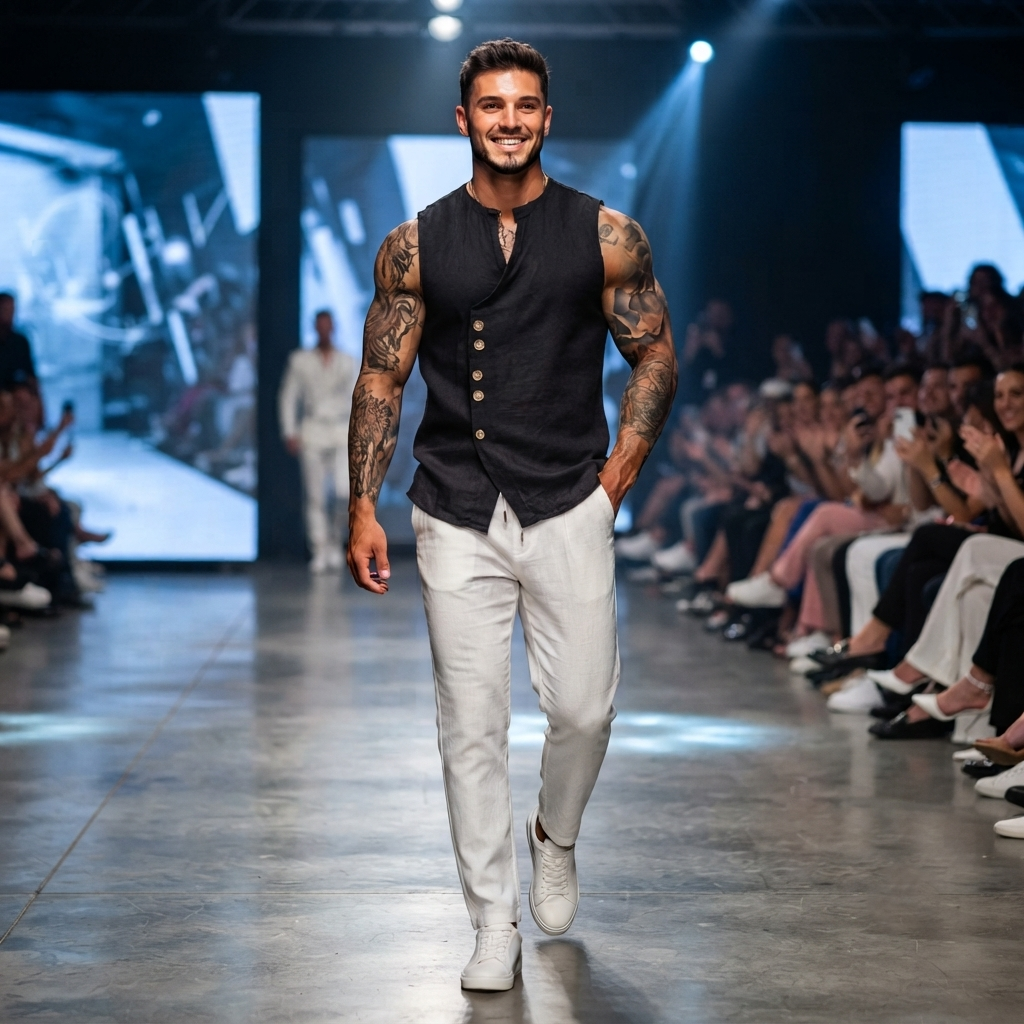 Herren Leinen-Weste Ärmellos – Lässiges Sommer-Top