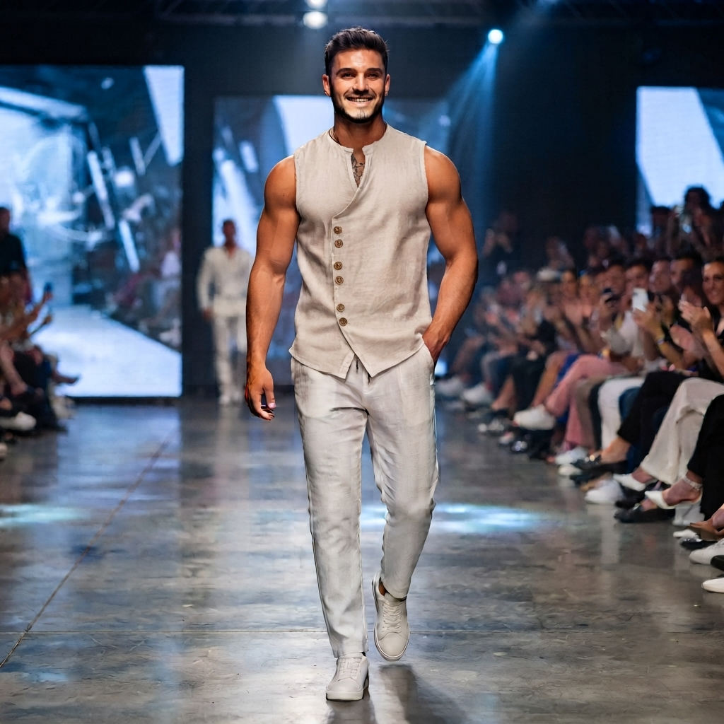 Herren Leinen-Weste Ärmellos – Lässiges Sommer-Top