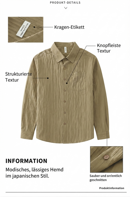 Herren Sommer-Kurzarmhemd Lässiges Freizeit-Hemd Loose-Fit Texturiert