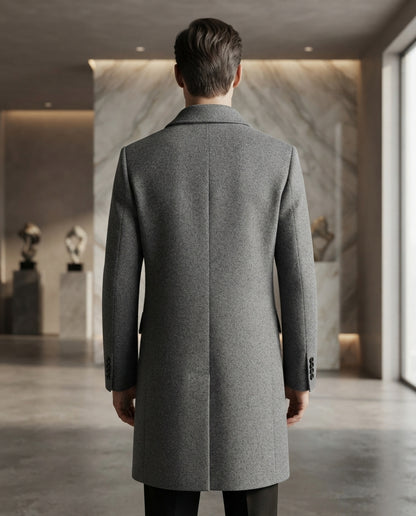 Herren Mittellanger Wollmantel – Eleganter Business Mantel aus Wollmix mit Slim Fit, verdickter Kälteschutz, Größen M bis XXXXL