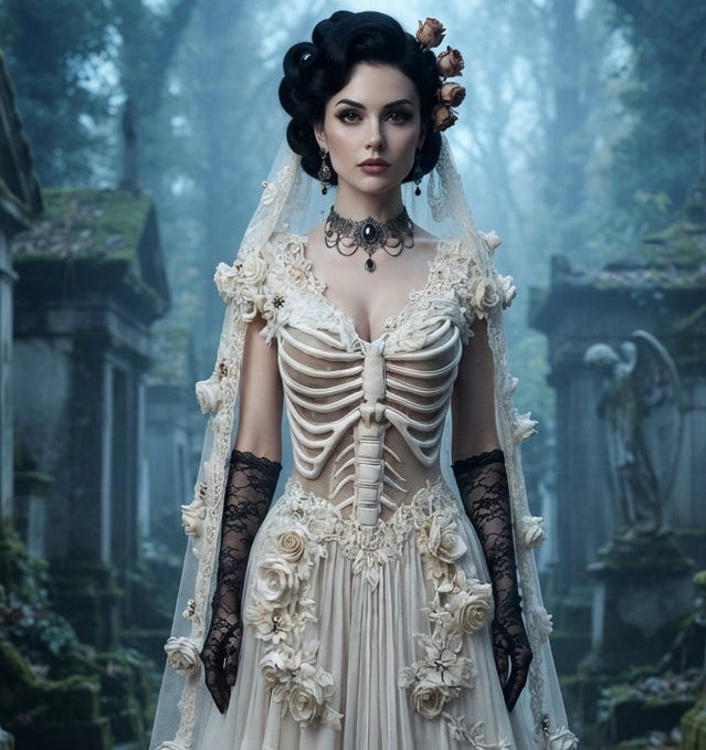 Damen Gothic Hexenkleid Maxikleid im Retro Stil Extravagantes Kostüm in verschiedenen Varianten mit Rüschenärmeln und 3D Muster Größen S bis 5XL