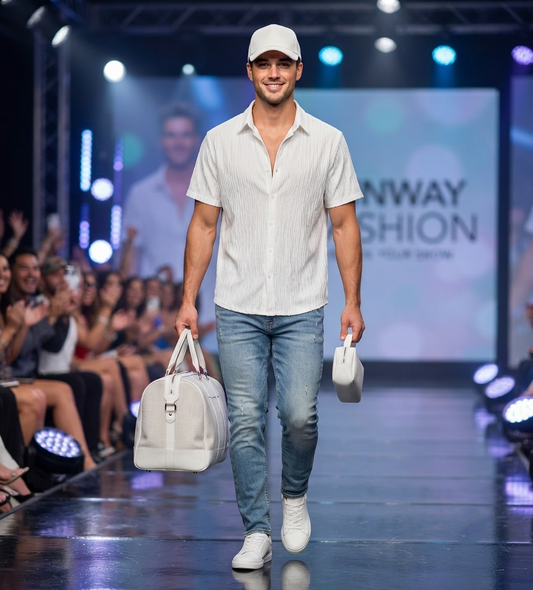 Herren Sommer-Kurzarmhemd Lässiges Freizeit-Hemd Loose-Fit Texturiert