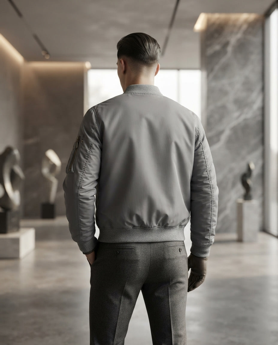 Gefütterte Herren Winter Bomberjacke Winddichte Fliegerjacke Modische Herrenbekleidung mit Rippbündchen Warme Freizeitjacke für die kalte Jahreszeit