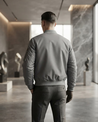Gefütterte Herren Winter Bomberjacke Winddichte Fliegerjacke Modische Herrenbekleidung mit Rippbündchen Warme Freizeitjacke für die kalte Jahreszeit