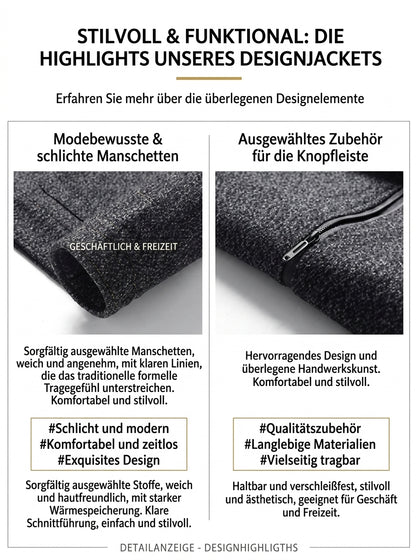 Herren Mode Langarm Wollmantel Übergangsjacke – Klassischer Kurzmantel für Alltag, Büro und Freizeit