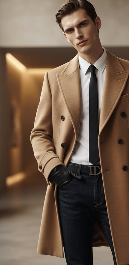 Eleganter Herren Trenchcoat Klassischer Zweireiher Mantel mit Reverskragen Stilvoller Übergangsmantel für Business und Freizeit Modische Herrenbekleidung in den Größen M bis XXXL