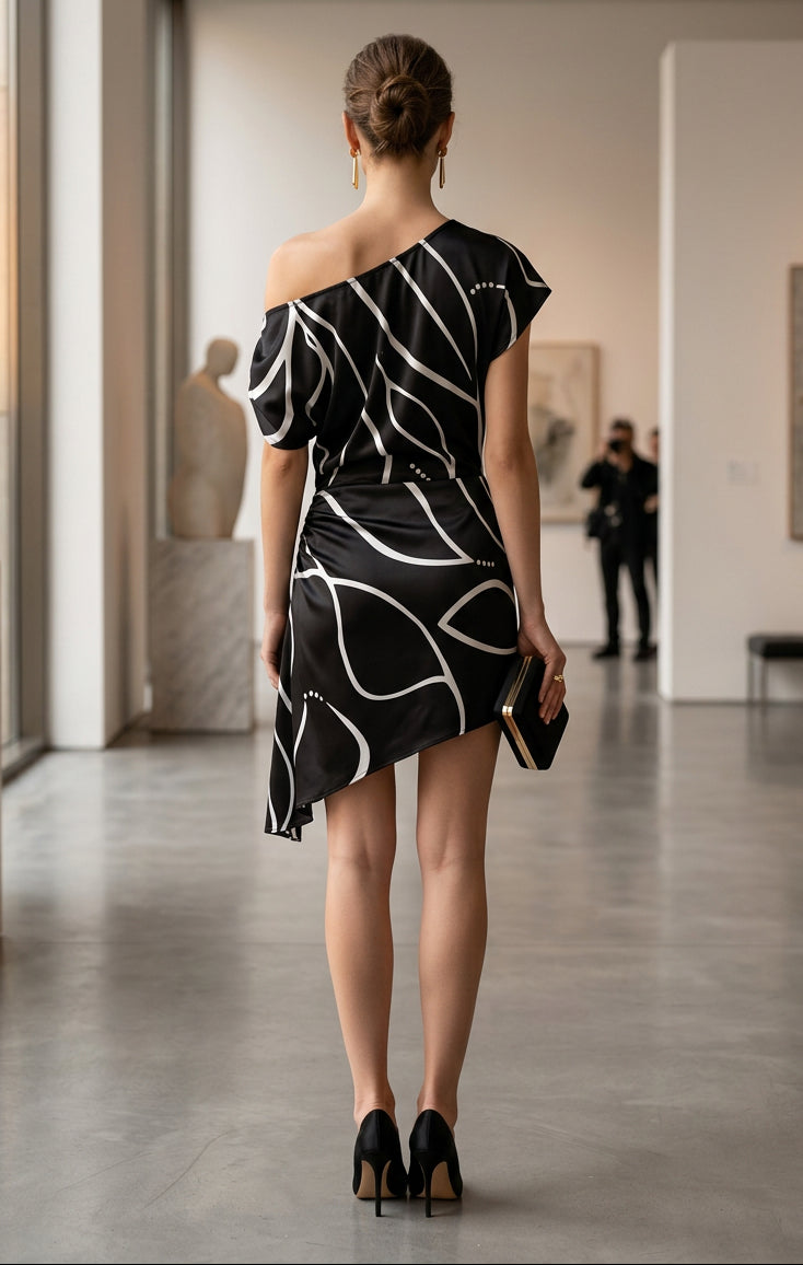 Modisches Gestreiftes Damen One-Shoulder Maxikleid – Asymmetrisches Slim-Fit Sommerkleid für Freizeit und Anlässe